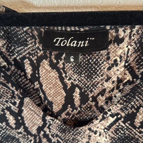 Tolani Neutral Mixed Reptile Snake Print Silk Mini Dress With Pockets Size Small - Picture 3 of 8